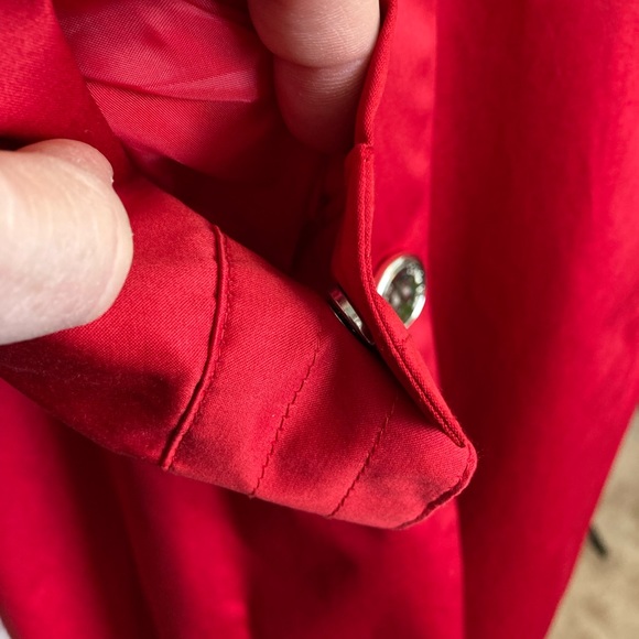Darling, red sateen, Calvin Klein raincoat size small. - Picture 6 of 15